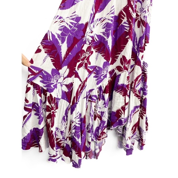 NEW Free People Heat Wave Tropical Printed Maxi Slip Dress, Purple Red Combo - S - Picture 8 of 11